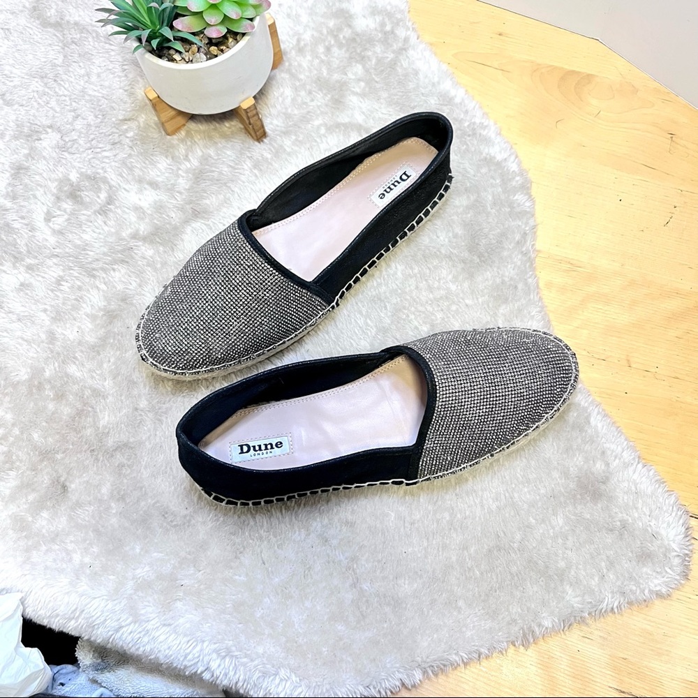 *Dune London | Graci Rhinestone Leather & Fabric Studded Espadrille Size 8